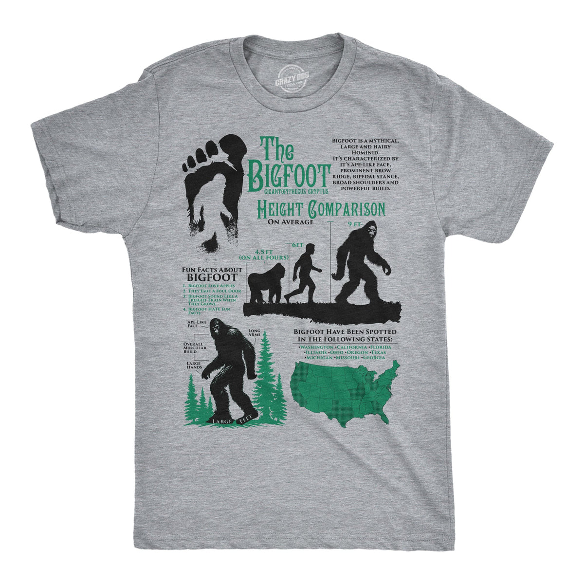 Bigfoot Facts Sheet Men's T Shirt product image 1