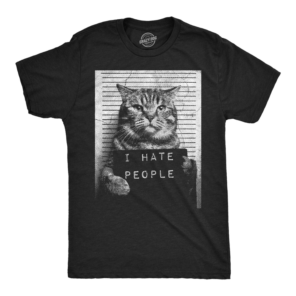 I Hate People Cat Mugshot Men's T Shirt product image 1