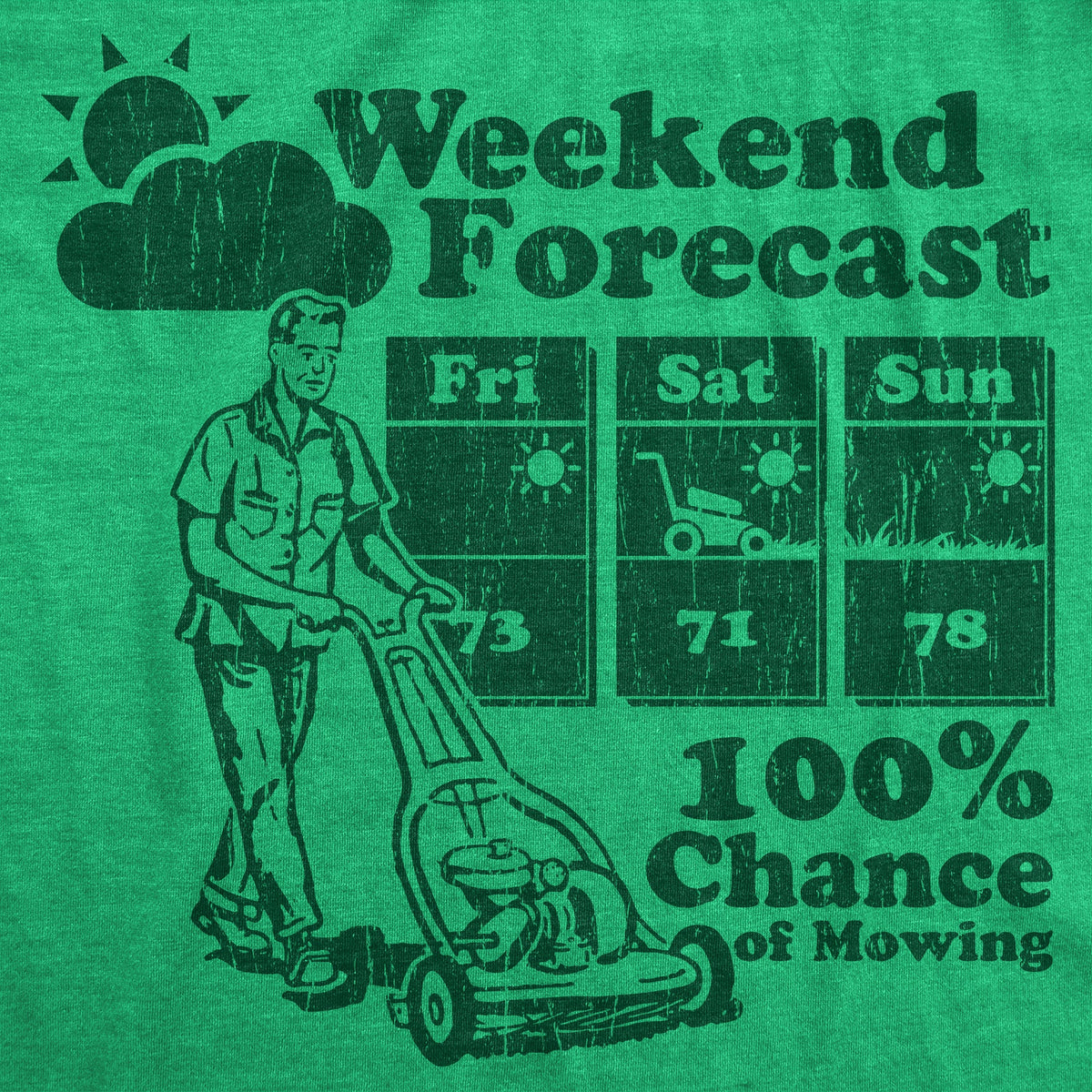 Weekend Forecast 100% Chance Of Mowing Men's T Shirt product image 3