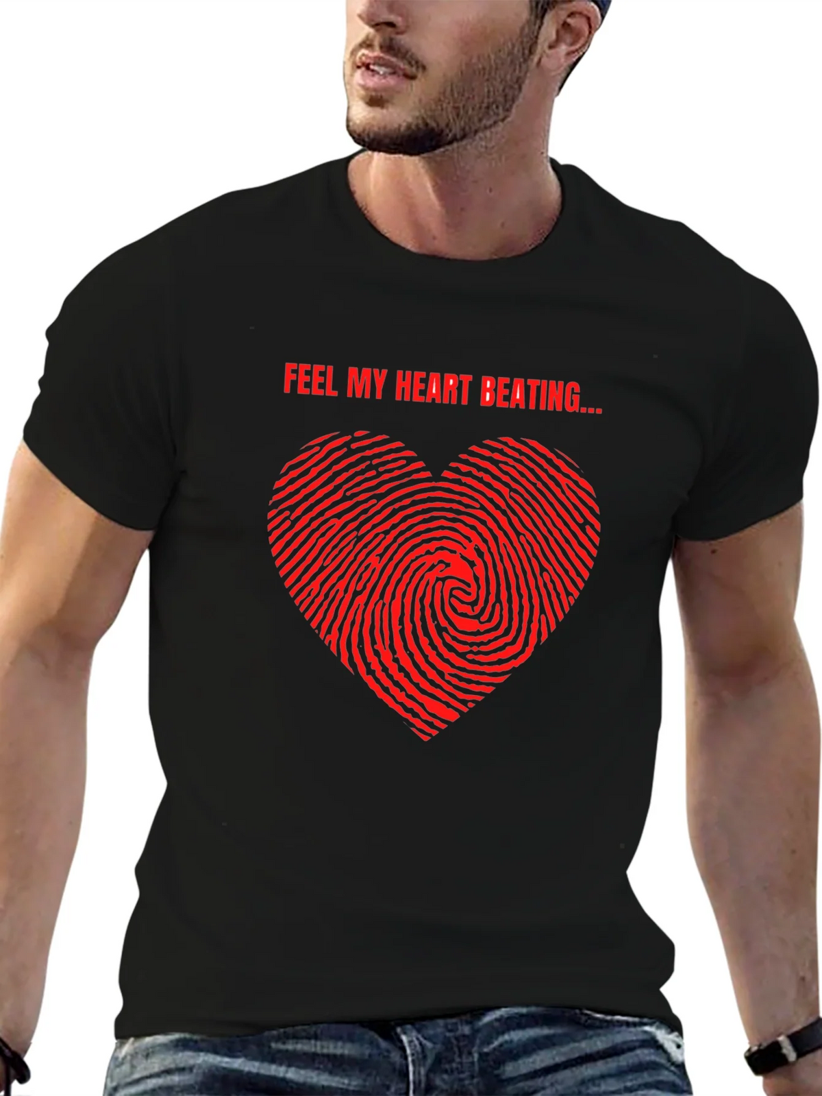 Feel My Heart Beating Black T-Shirt product image 6
