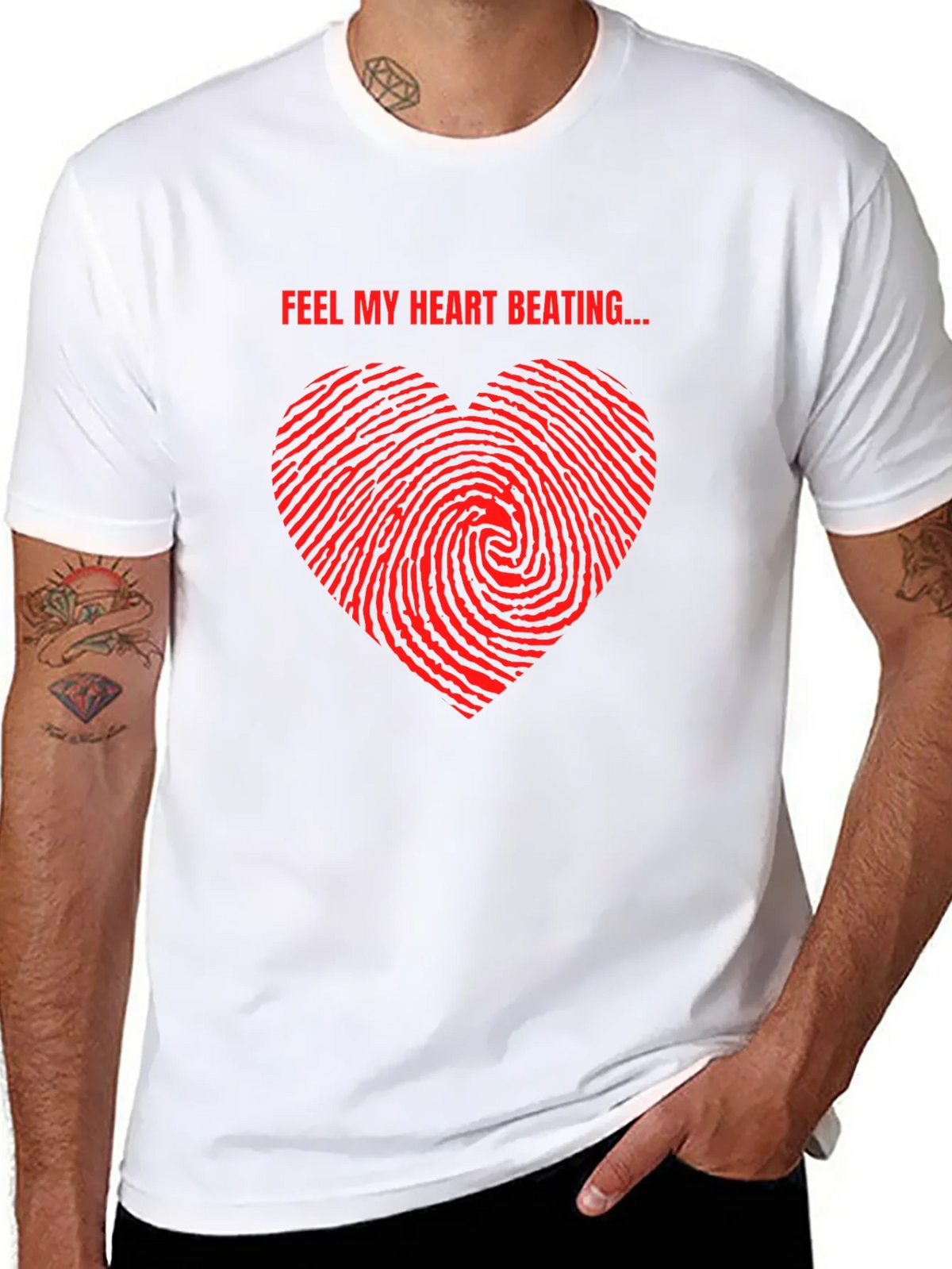 Feel My Heart Beating Black T-Shirt product image 7