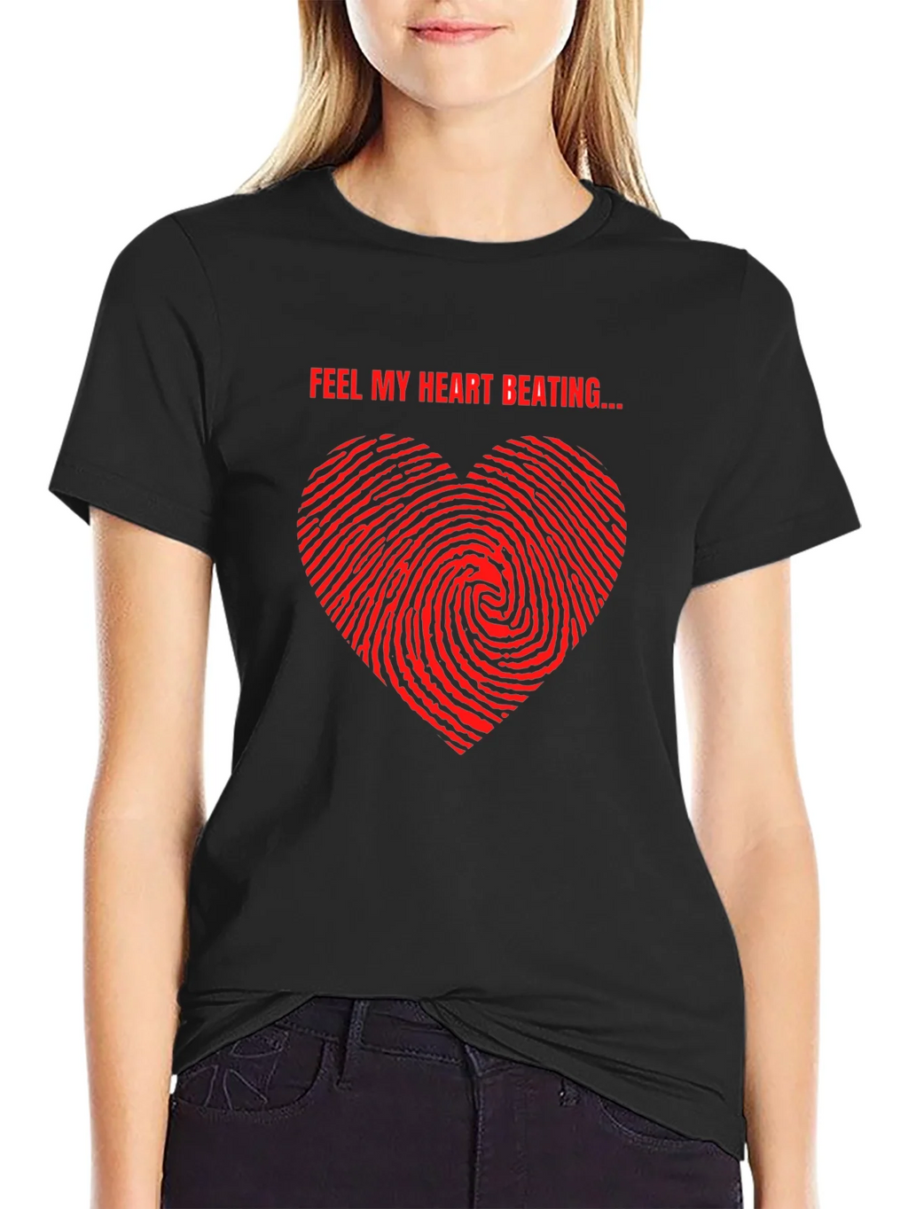Feel My Heart Beating Black T-Shirt product image 2