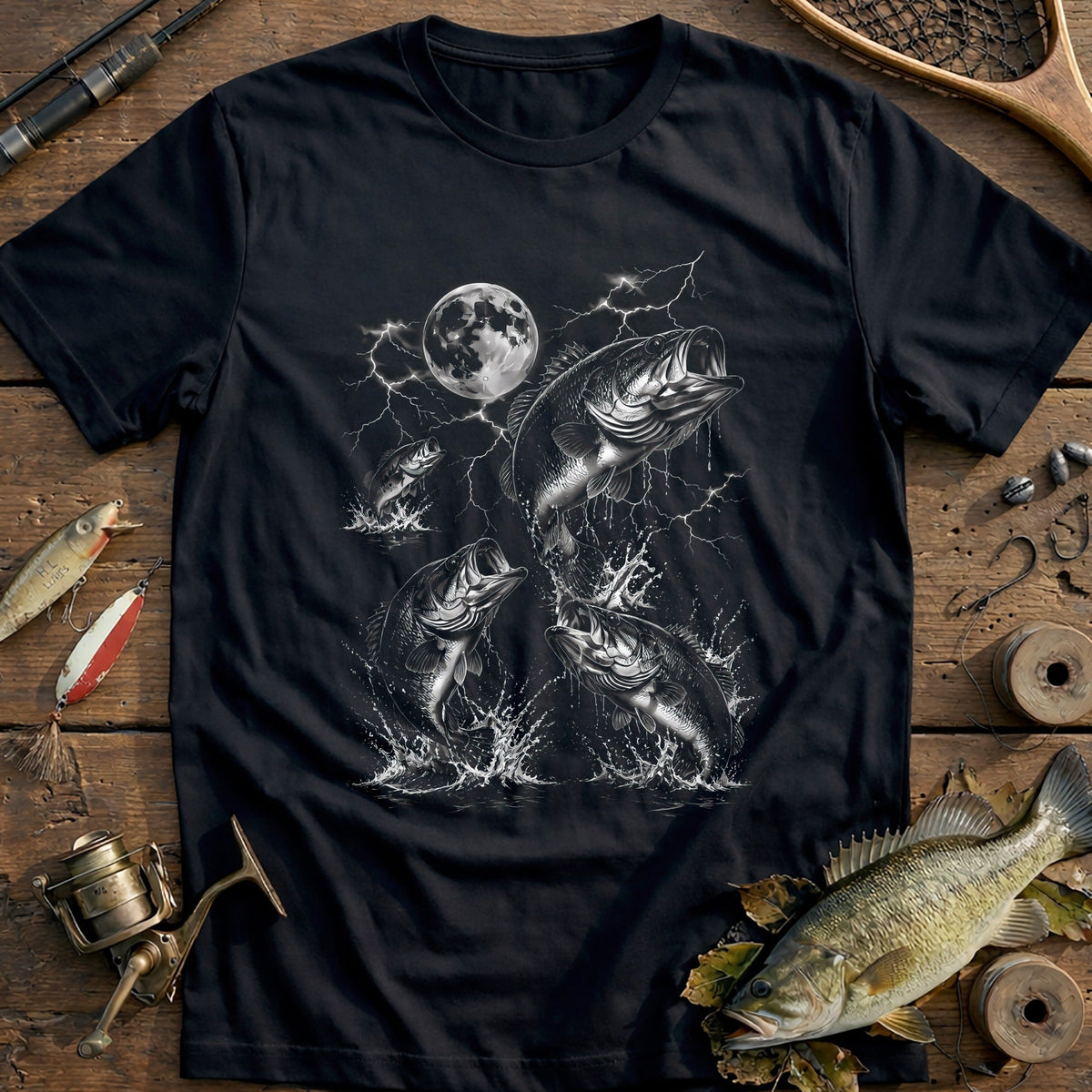 Moon Over Bass Fishing T-Shirt AU product image 3