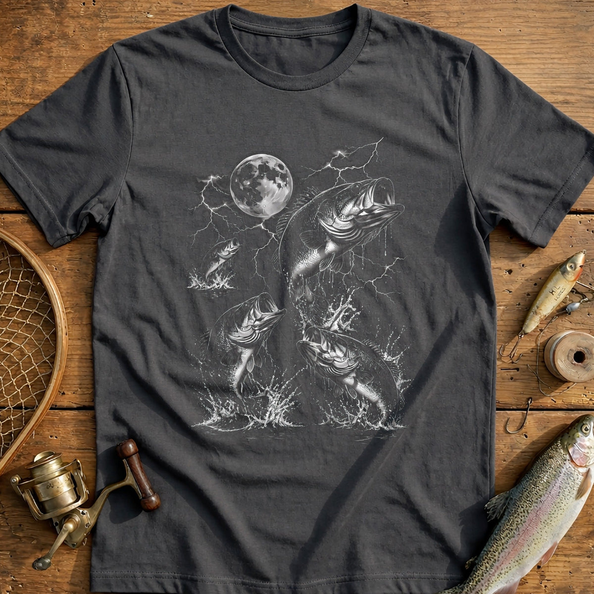 Moon Over Bass Fishing T-Shirt AU product image 4