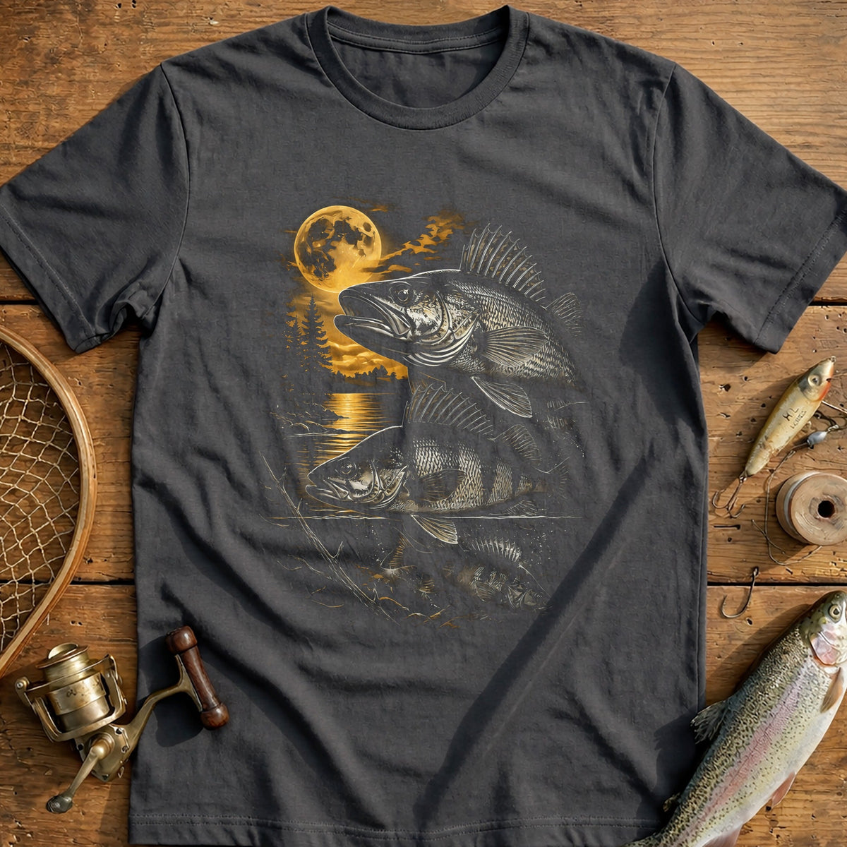 Moonlit Bass Gather Fishing T-Shirt AU product image 3