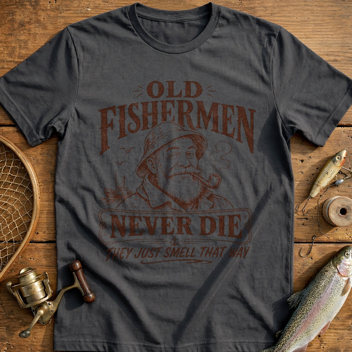 Old Fishermen Never Die Fishing T-Shirt EU product image 4
