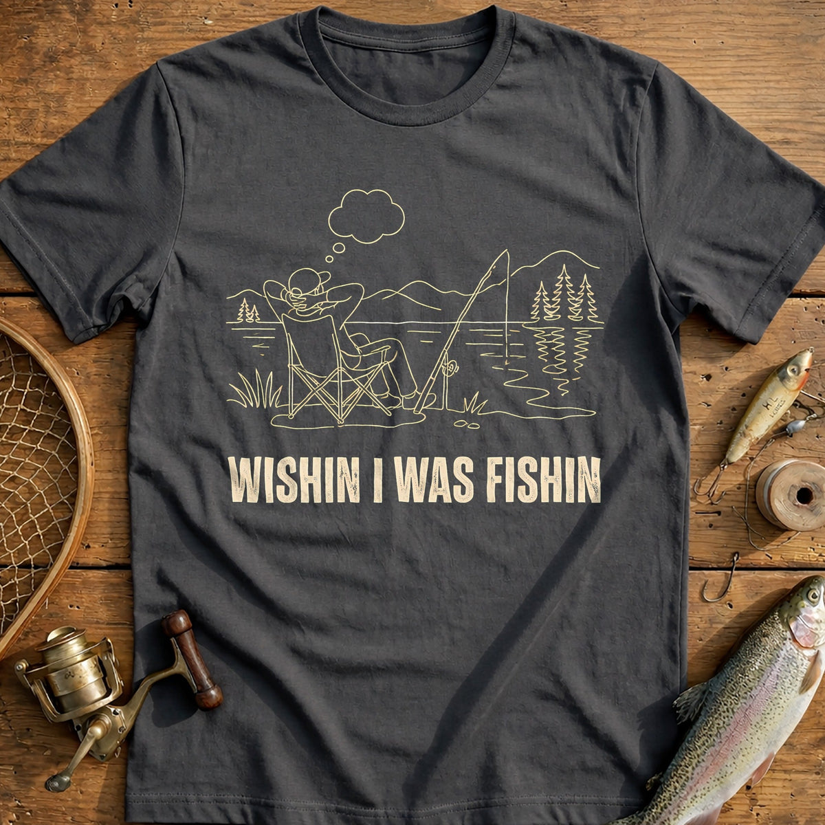 Wishin I Was Fishin Fishing T-Shirt US product image 4