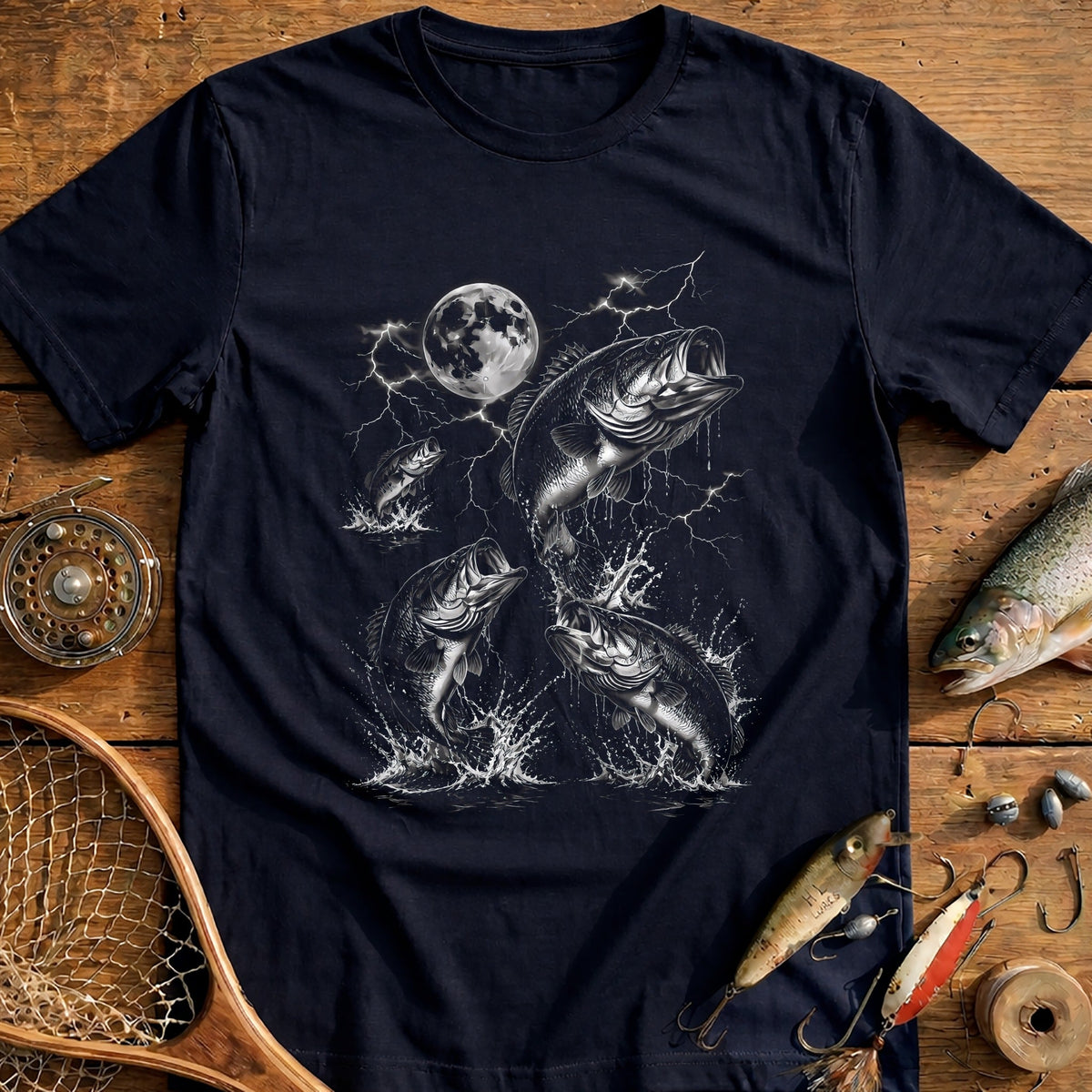 Moon Over Bass Fishing T-Shirt AU product image 2