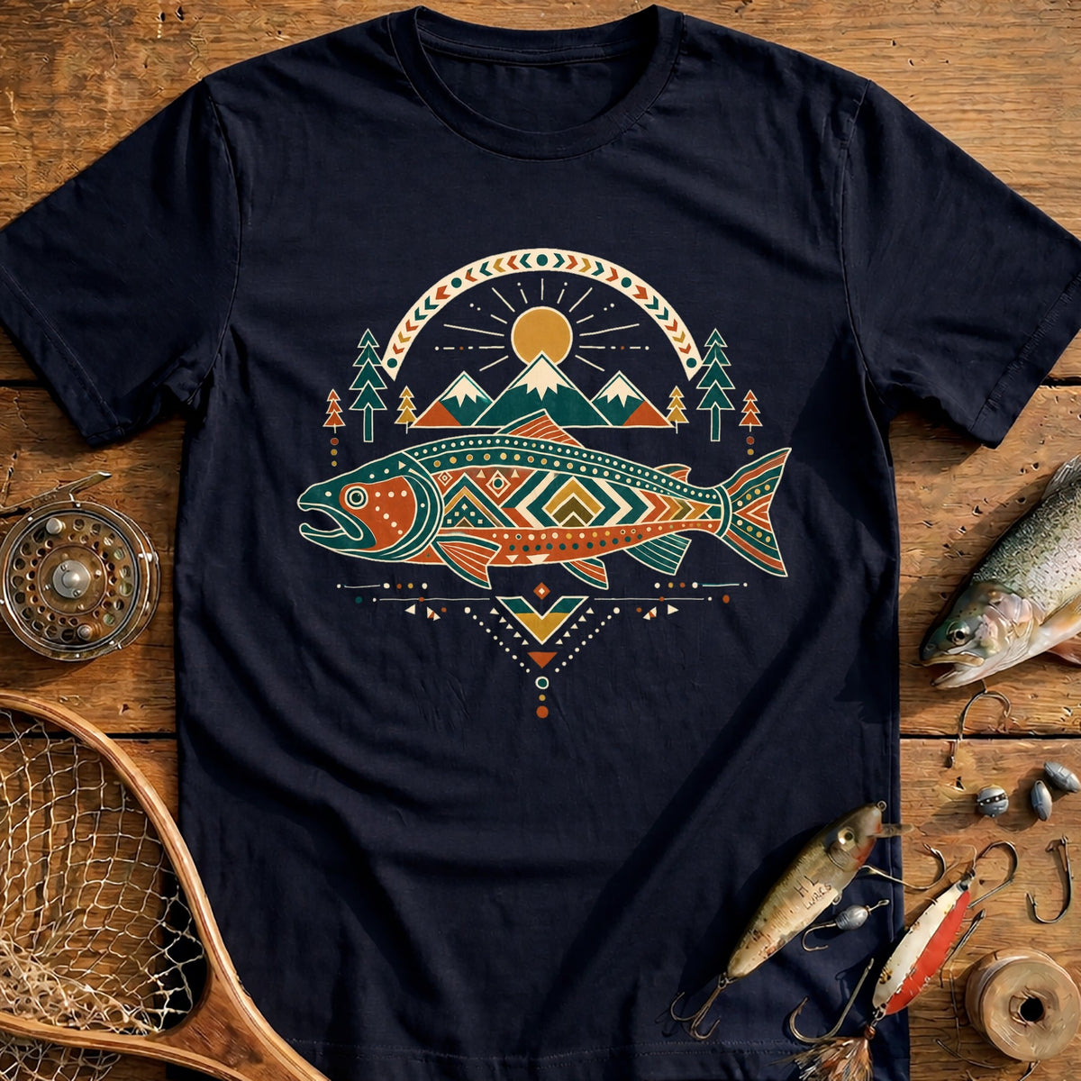Mountain Spirit Salmon Fishing T-Shirt US product image 1