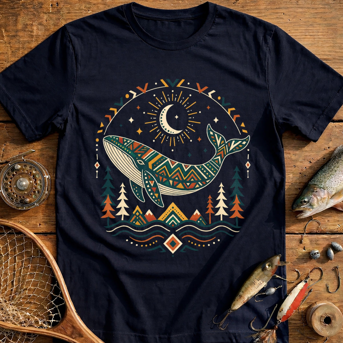 Tribal Spirit Whale Fishing T-Shirt product image 1