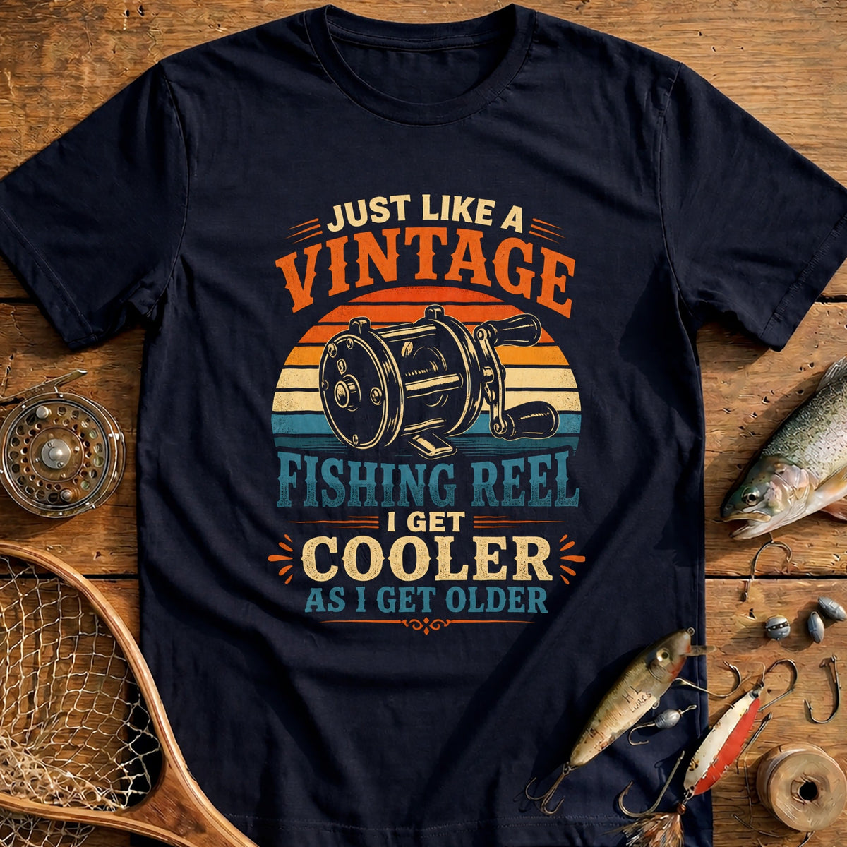 Vintage Reel, Cooler Fishing T-Shirt AU product image 1