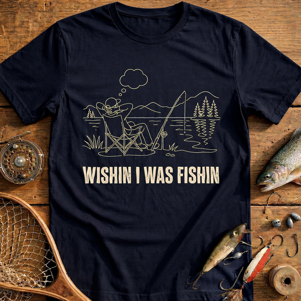 Wishin I Was Fishin Fishing T-Shirt AU product image 2