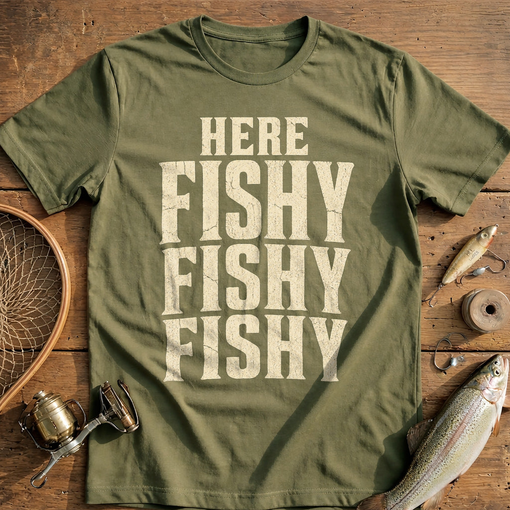 Here Fishy X3 Fishing T-Shirt AU product image 1