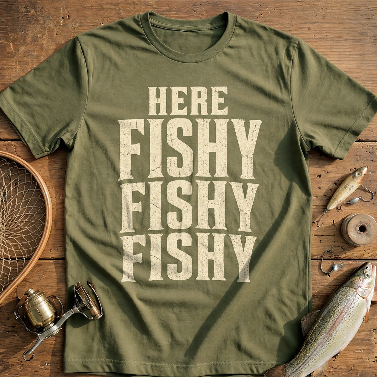 Here Fishy X3 Fishing T-Shirt AU product image 1