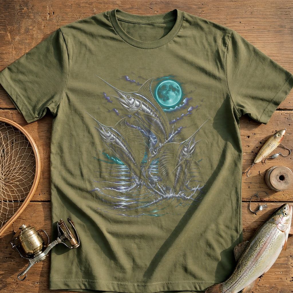 Marlin Moon Rising Fishing T-Shirt US product image 4