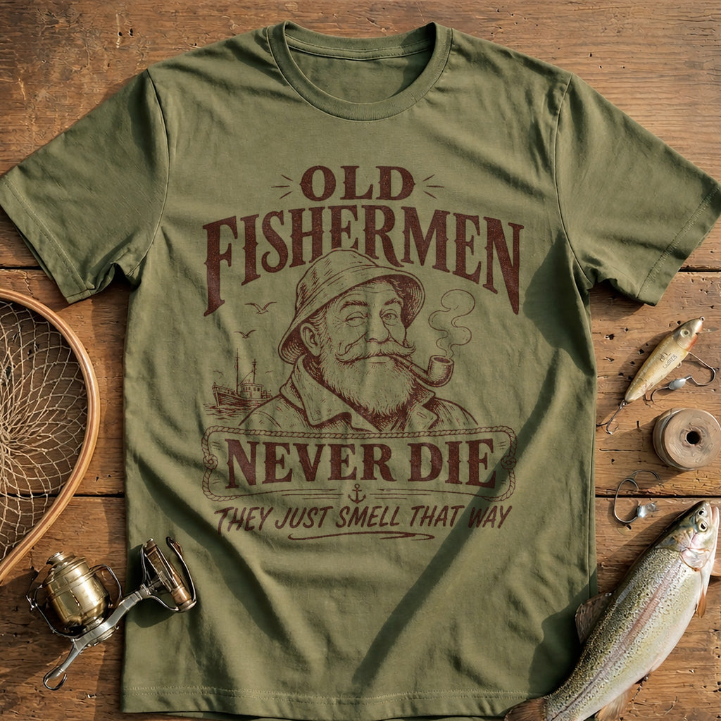 Old Fishermen Never Die Fishing T-Shirt EU product image 1
