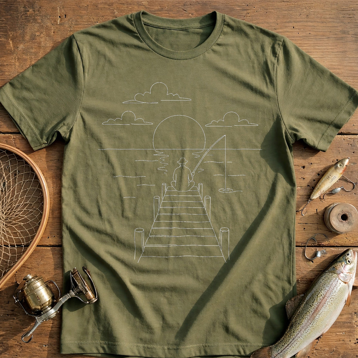 Pier Sunset Cast Fishing T-Shirt product image 4