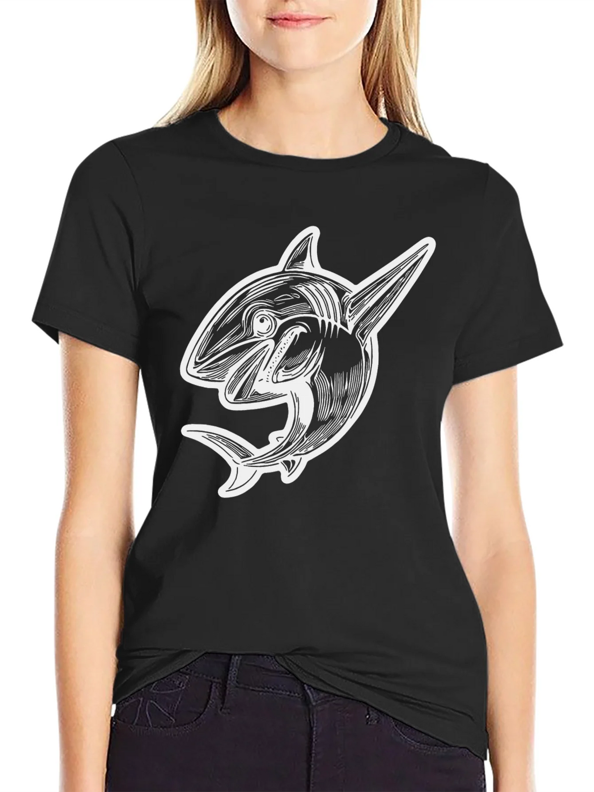 Orca Graphic Tee - Black Cotton T-Shirt for Men product image 2