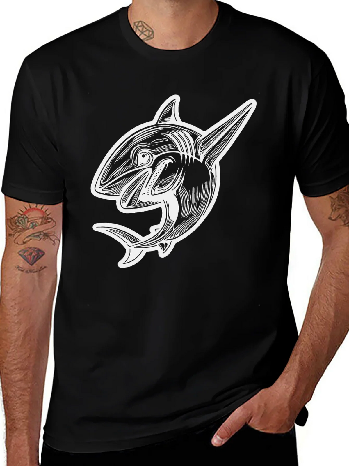 Orca Graphic Tee - Black Cotton T-Shirt for Men product image 1