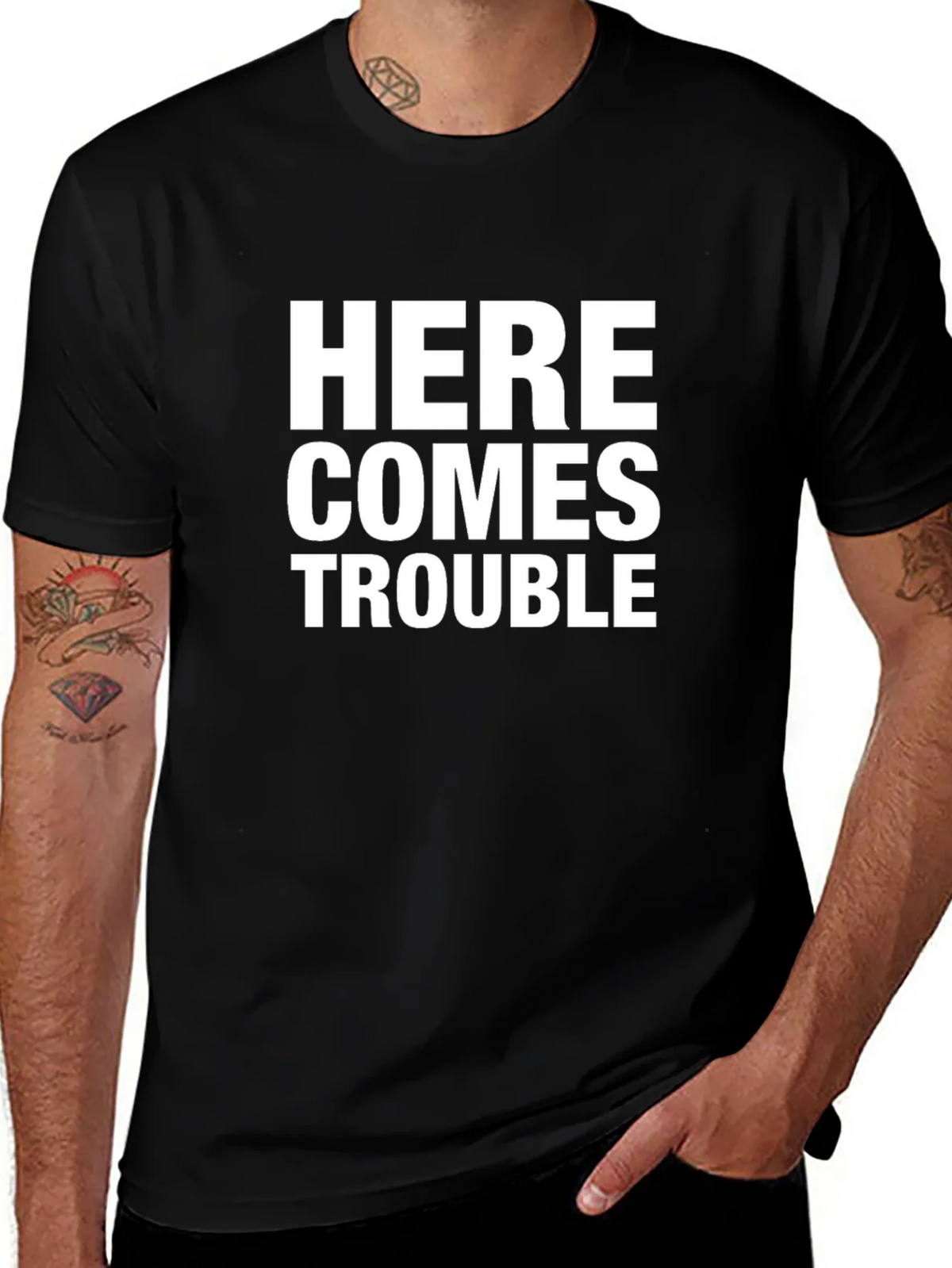 Here Comes Trouble Black Graphic Tee product image 1