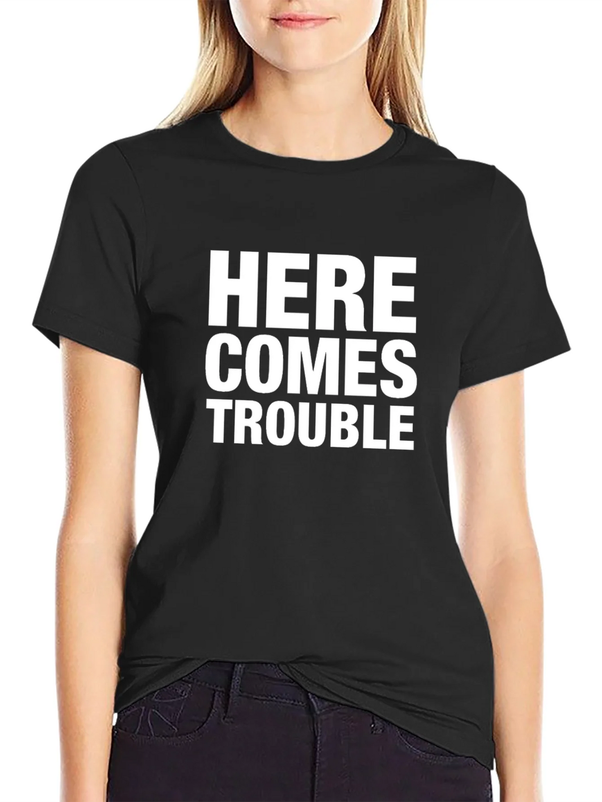 Here Comes Trouble Black Graphic Tee product image 2