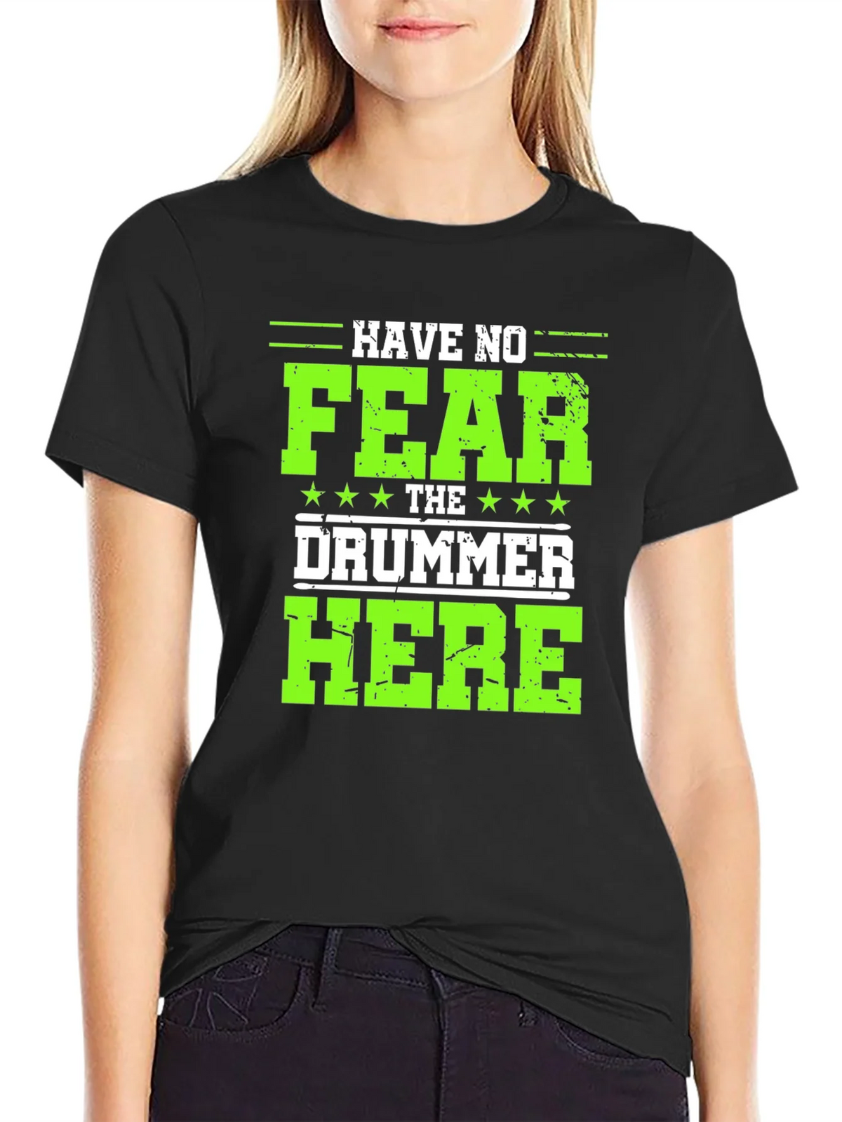 Have No Fear The Drummer Here Black T-Shirt product image 2