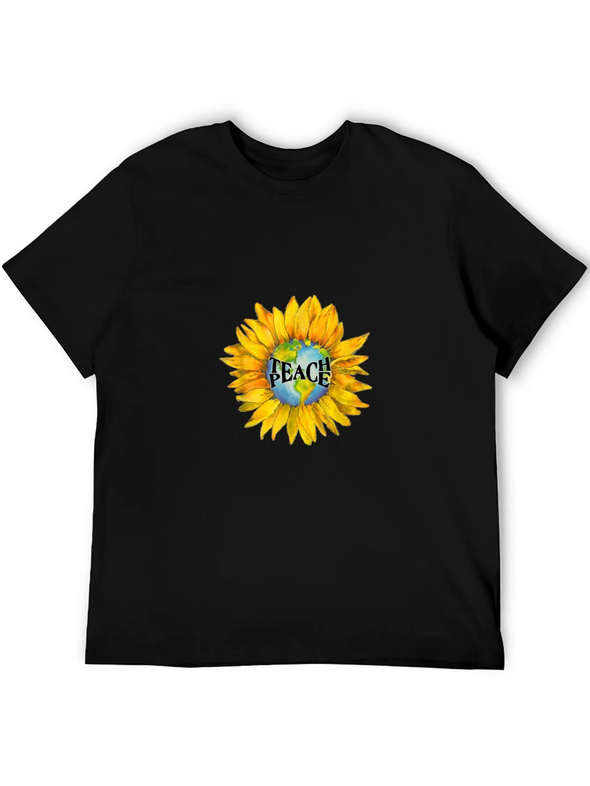 Peace Earth Sunflower Graphic Tee - Black product image 4