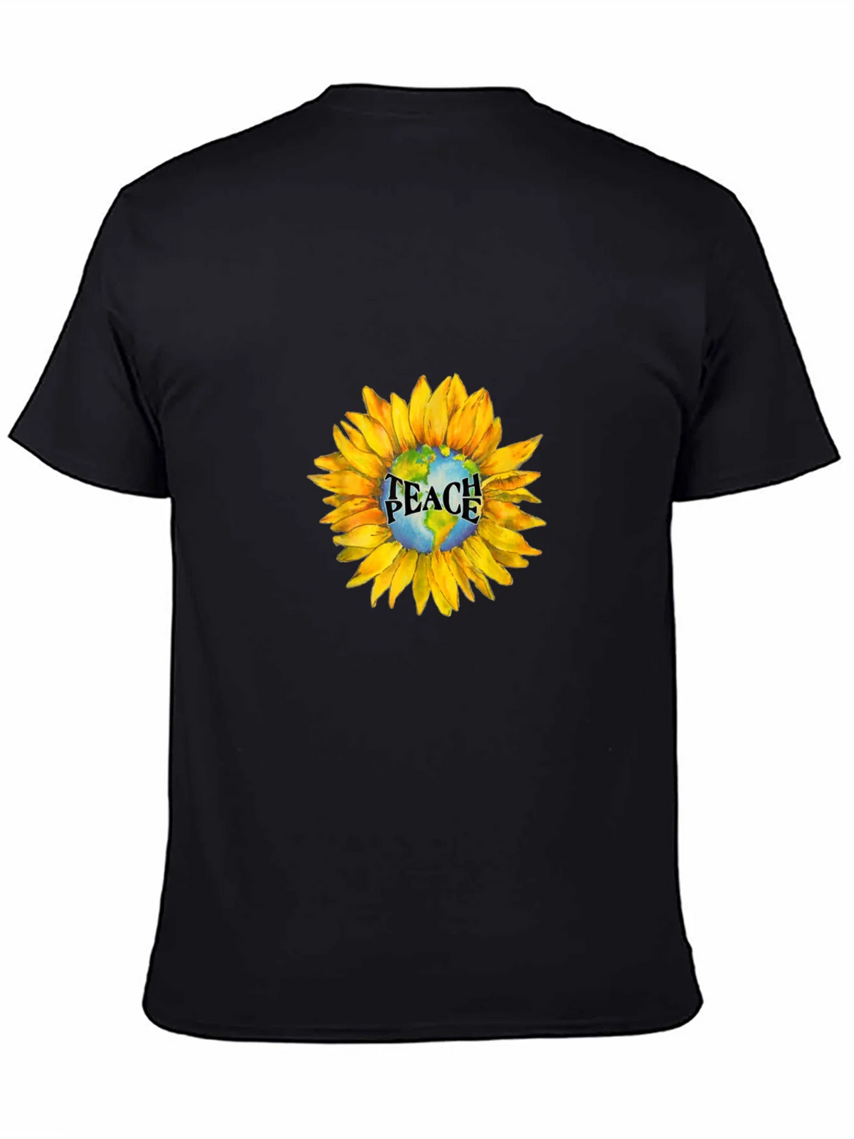 Peace Earth Sunflower Graphic Tee - Black product image 3