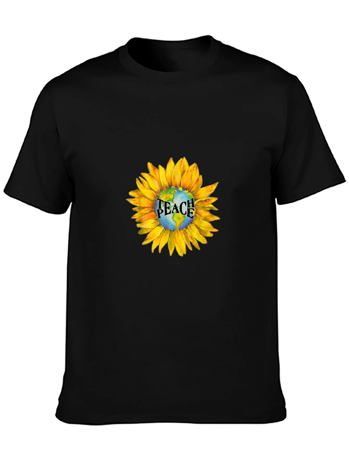 Peace Earth Sunflower Graphic Tee - Black product image 2