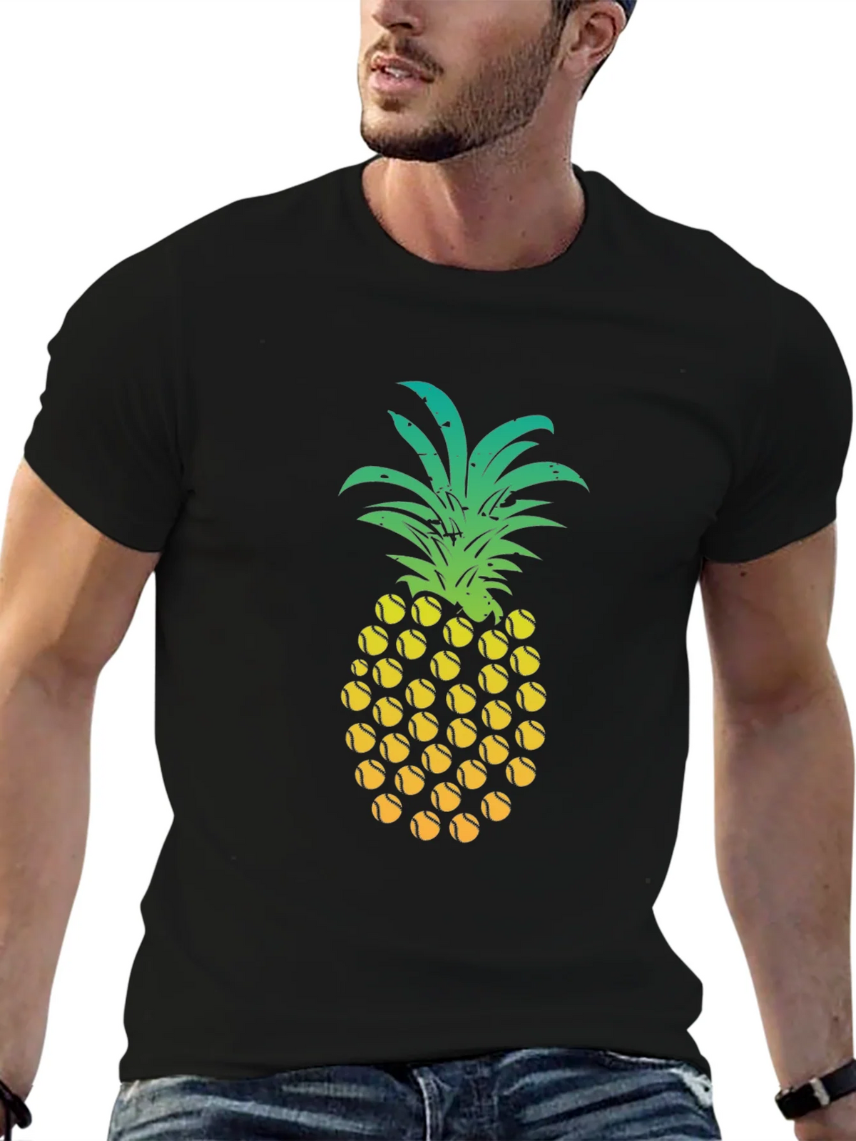 Pineapple Tennis Ball Graphic Tee - Fun Summer Shirt product image 5