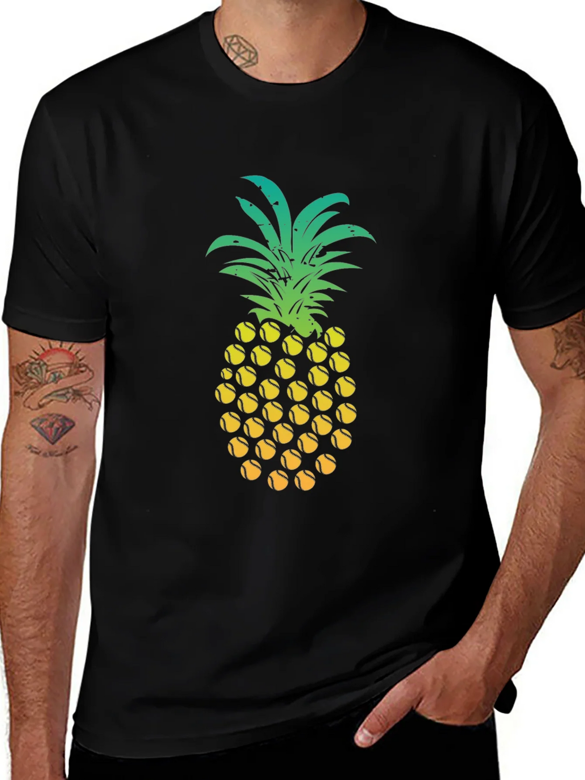 Pineapple Tennis Ball Graphic Tee - Fun Summer Shirt product image 1