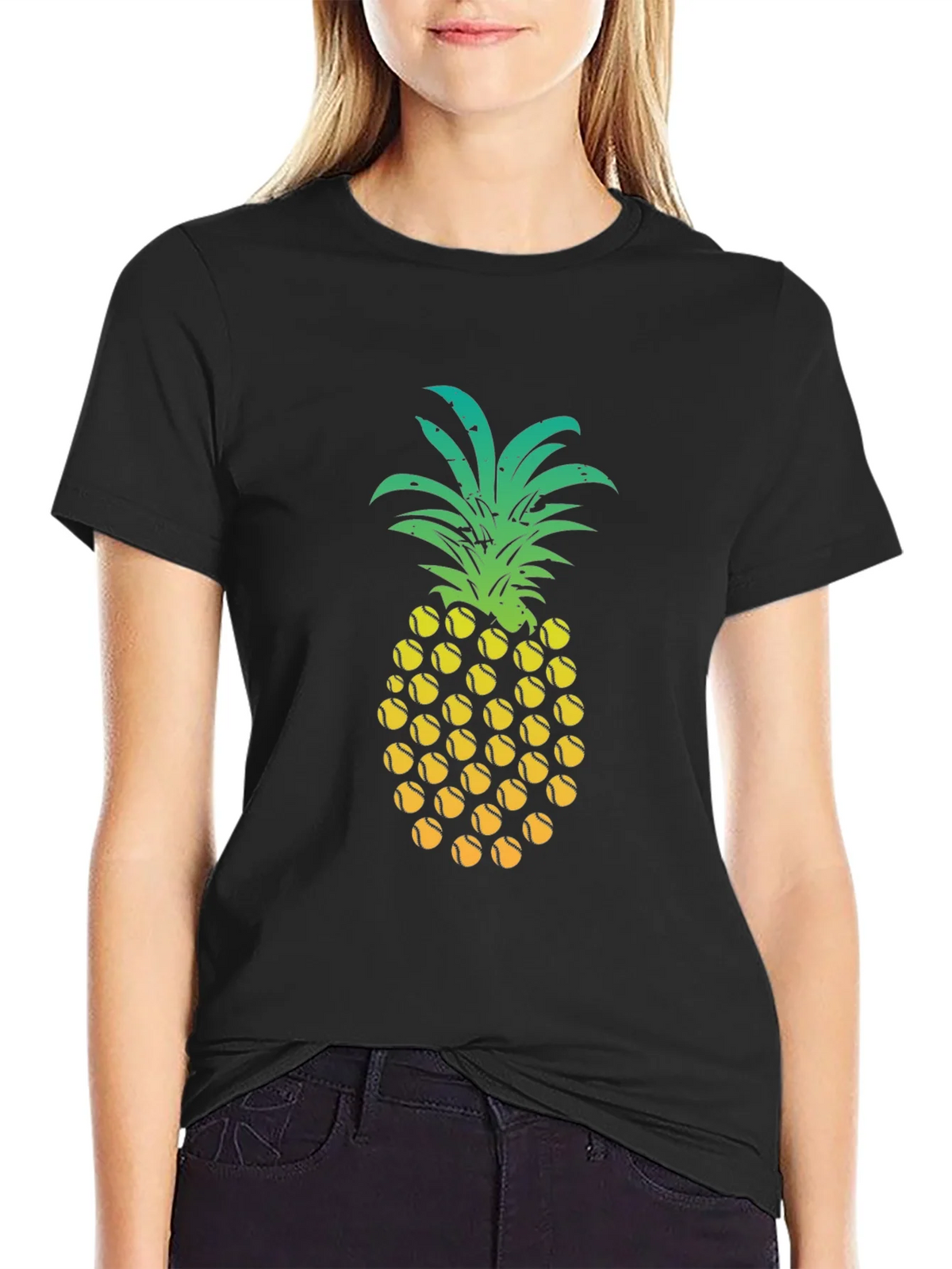Pineapple Tennis Ball Graphic Tee - Fun Summer Shirt product image 2