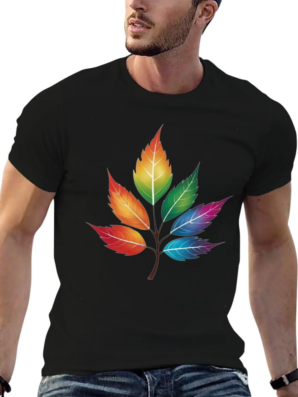 Rainbow Leaves T-Shirt - Unique Colorful Design product image 6