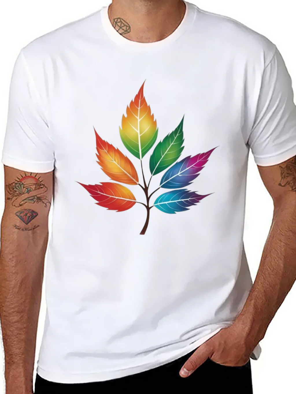 Rainbow Leaves T-Shirt - Unique Colorful Design product image 7