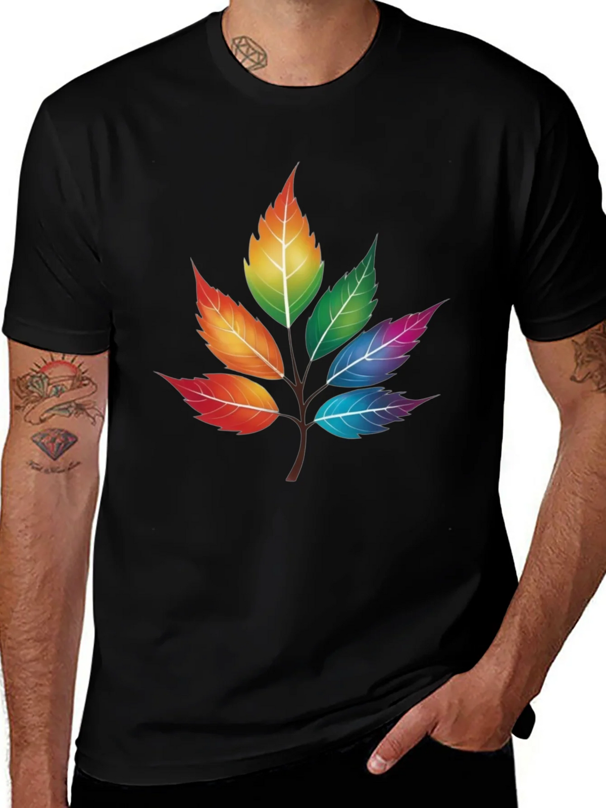 Rainbow Leaves T-Shirt - Unique Colorful Design product image 1