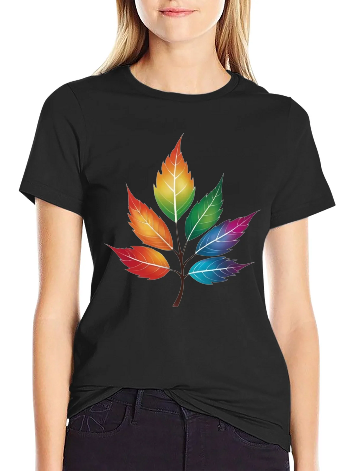 Rainbow Leaves T-Shirt - Unique Colorful Design product image 2