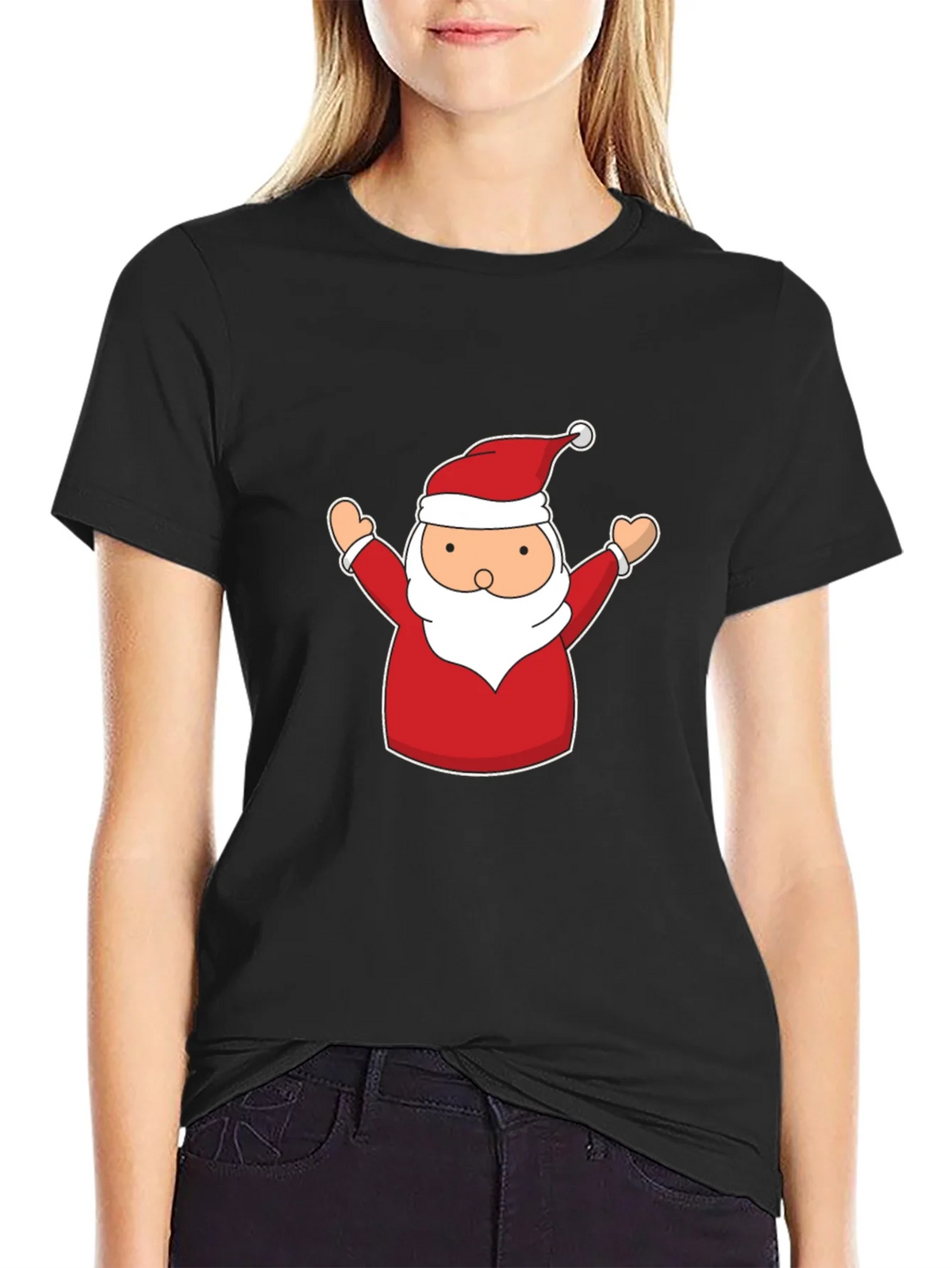 Festive Santa Claus Graphic Tee - Black product image 2
