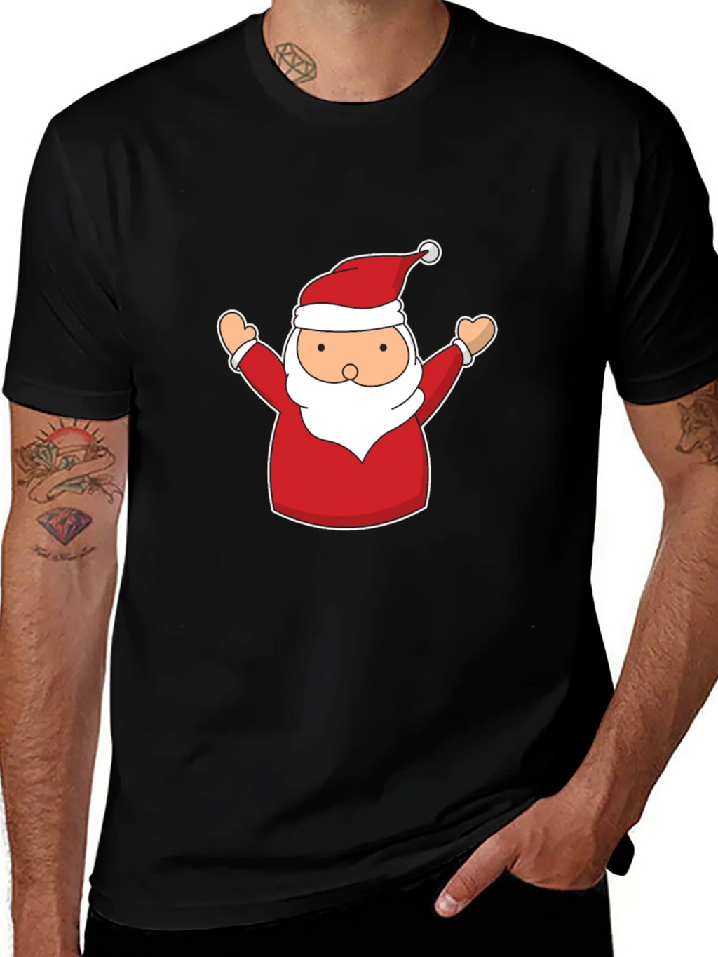 Festive Santa Claus Graphic Tee - Black product image 1