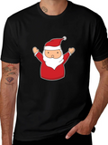 Festive Santa Claus Graphic Tee - Black product image 1