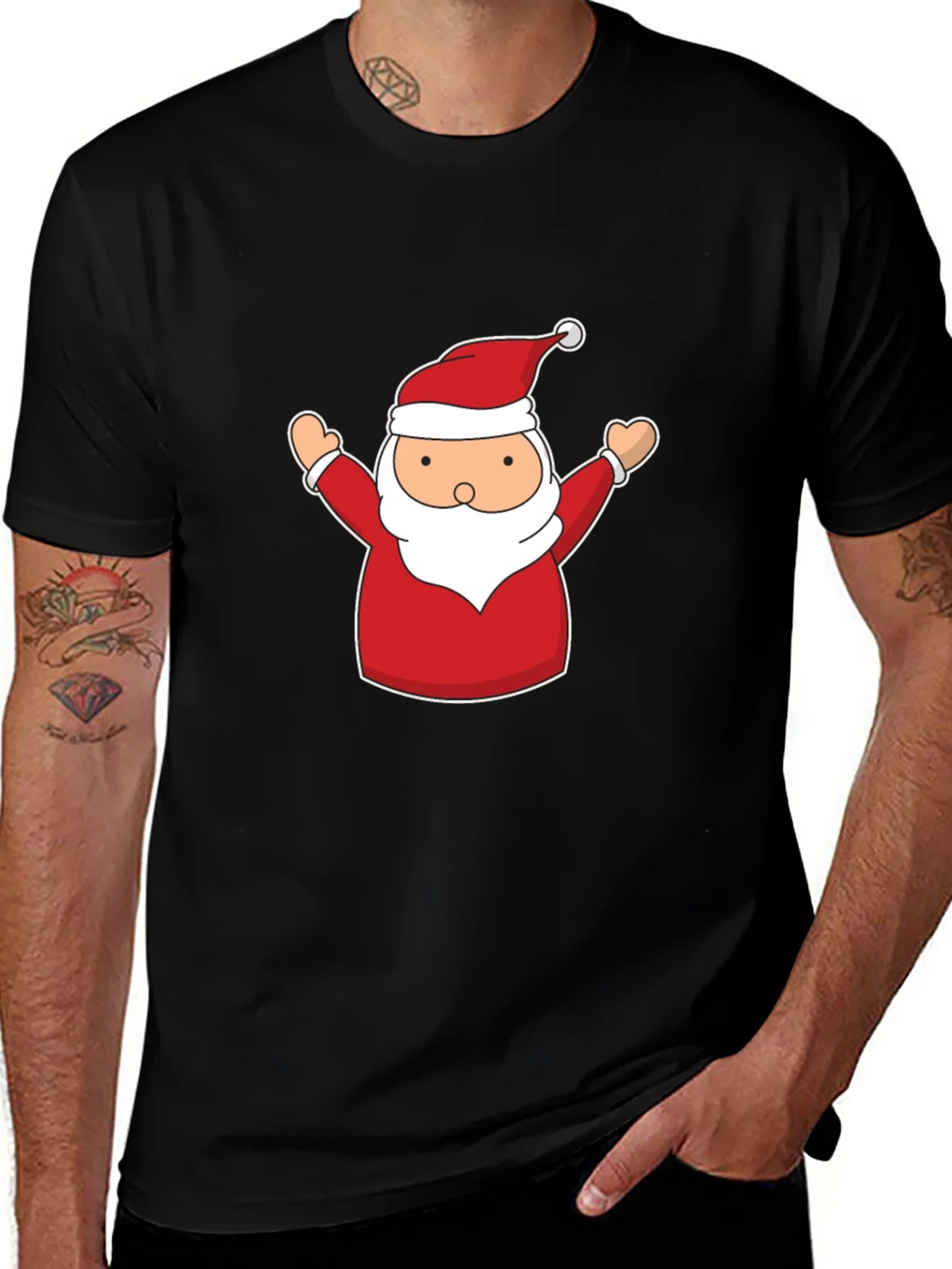 Festive Santa Claus Graphic Tee - Black product image 1