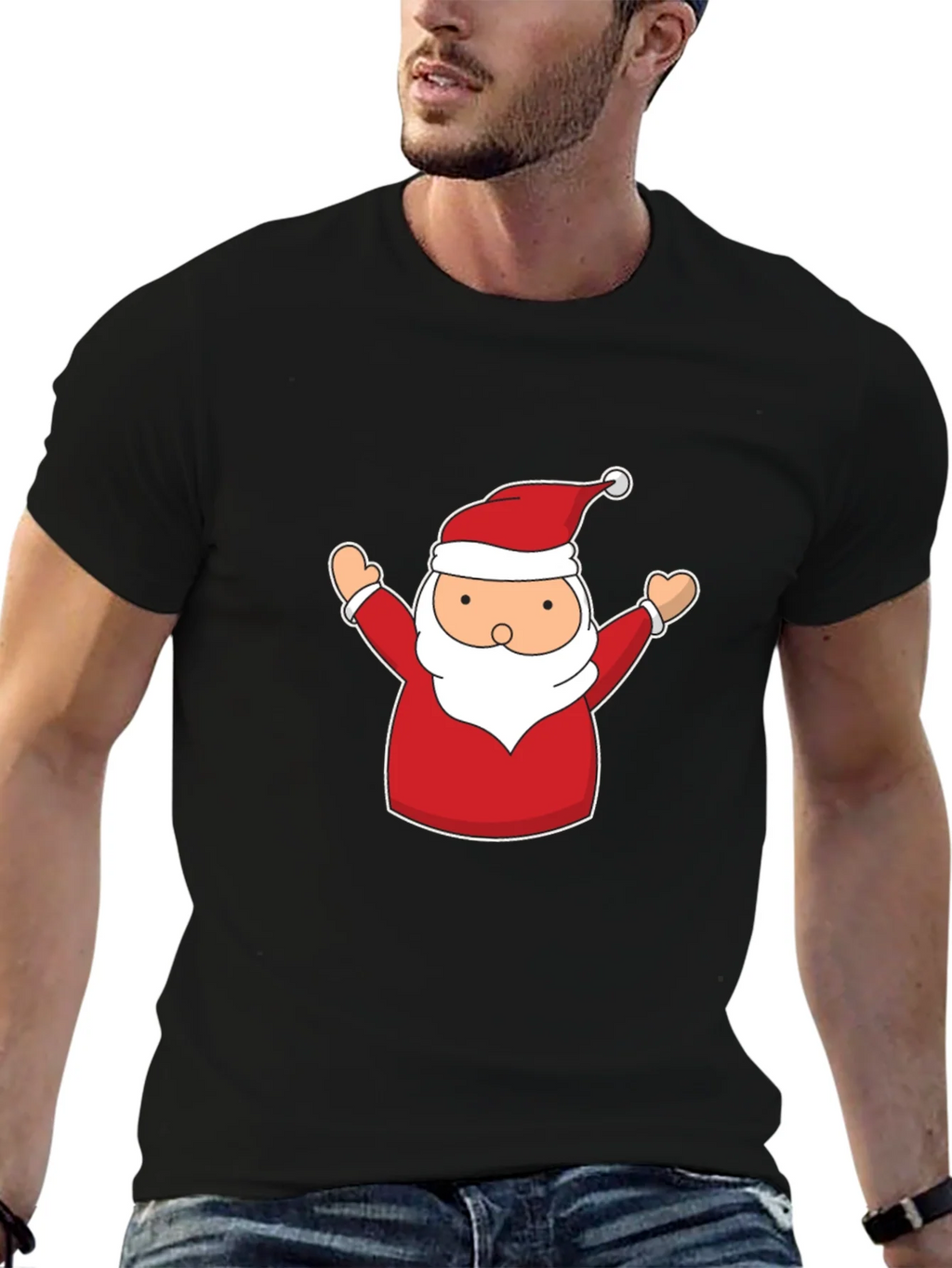 Festive Santa Claus Graphic Tee - Black product image 6