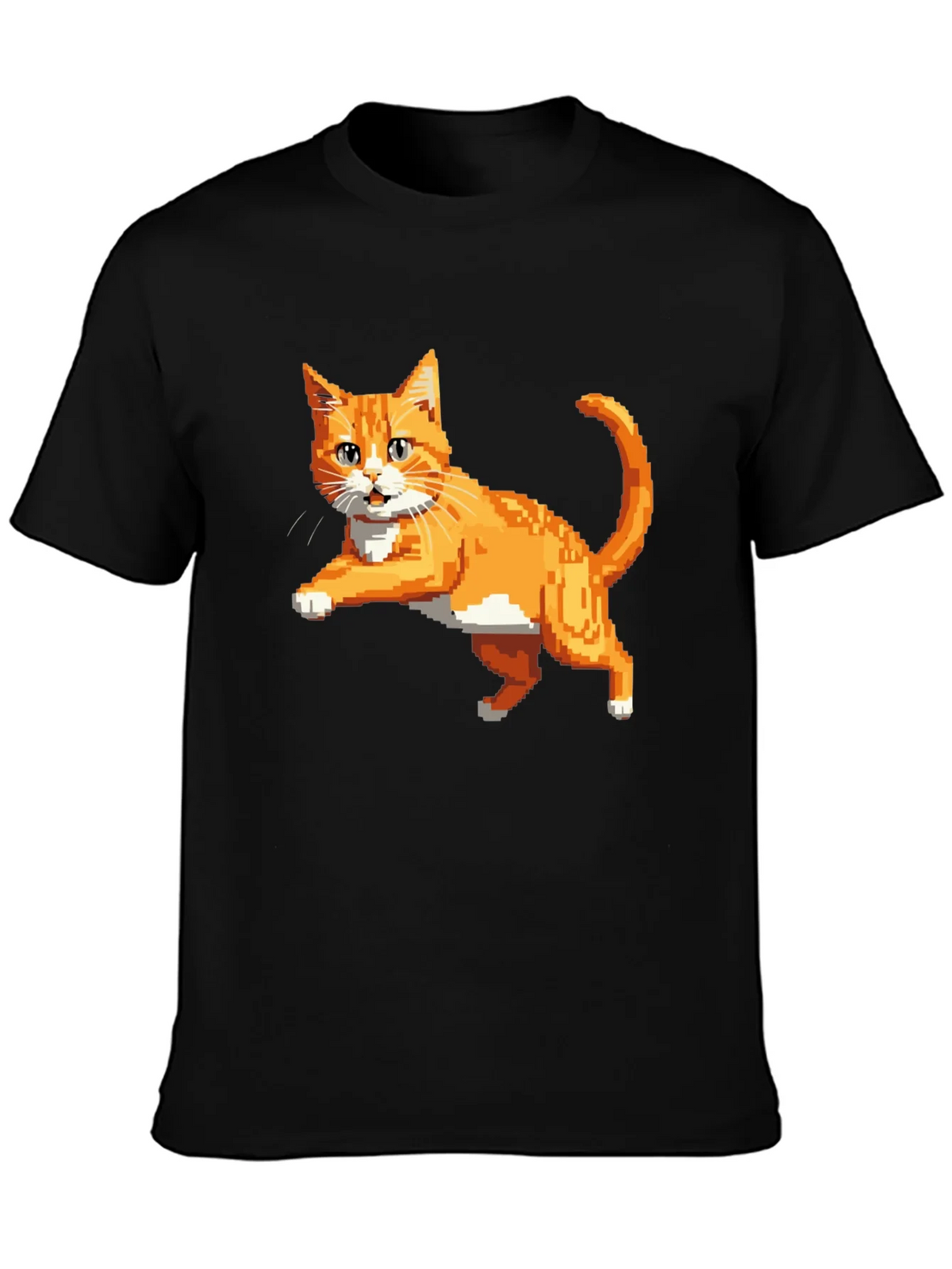 Pixelated Orange Cat T-Shirt - Cool Retro Design product image 3