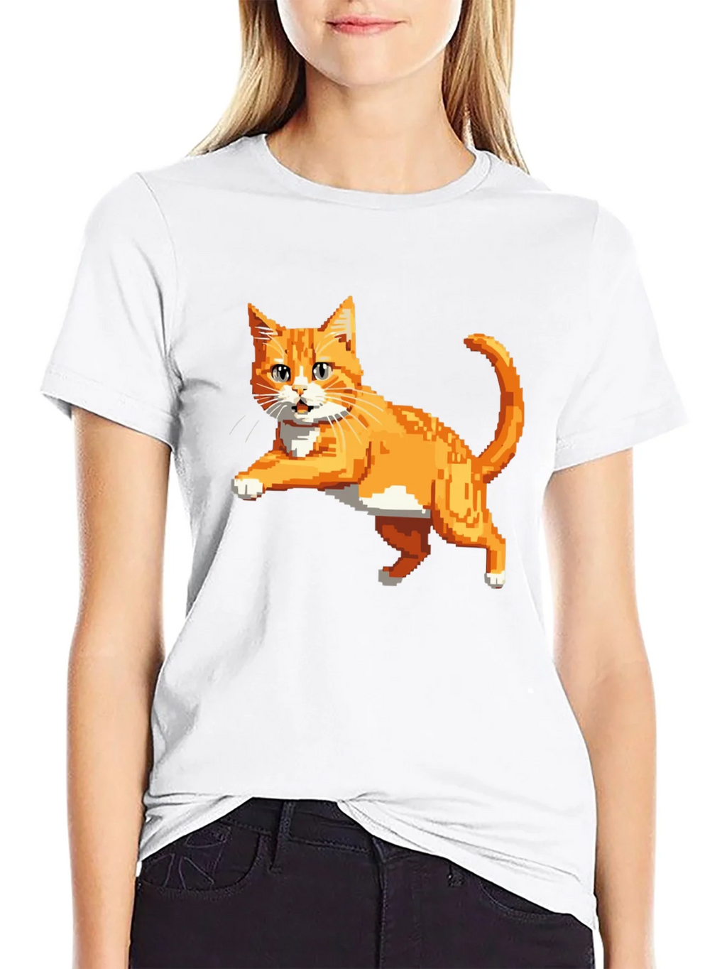Pixelated Orange Cat T-Shirt - Cool Retro Design product image 8