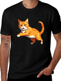 Pixelated Orange Cat T-Shirt - Cool Retro Design product image 1