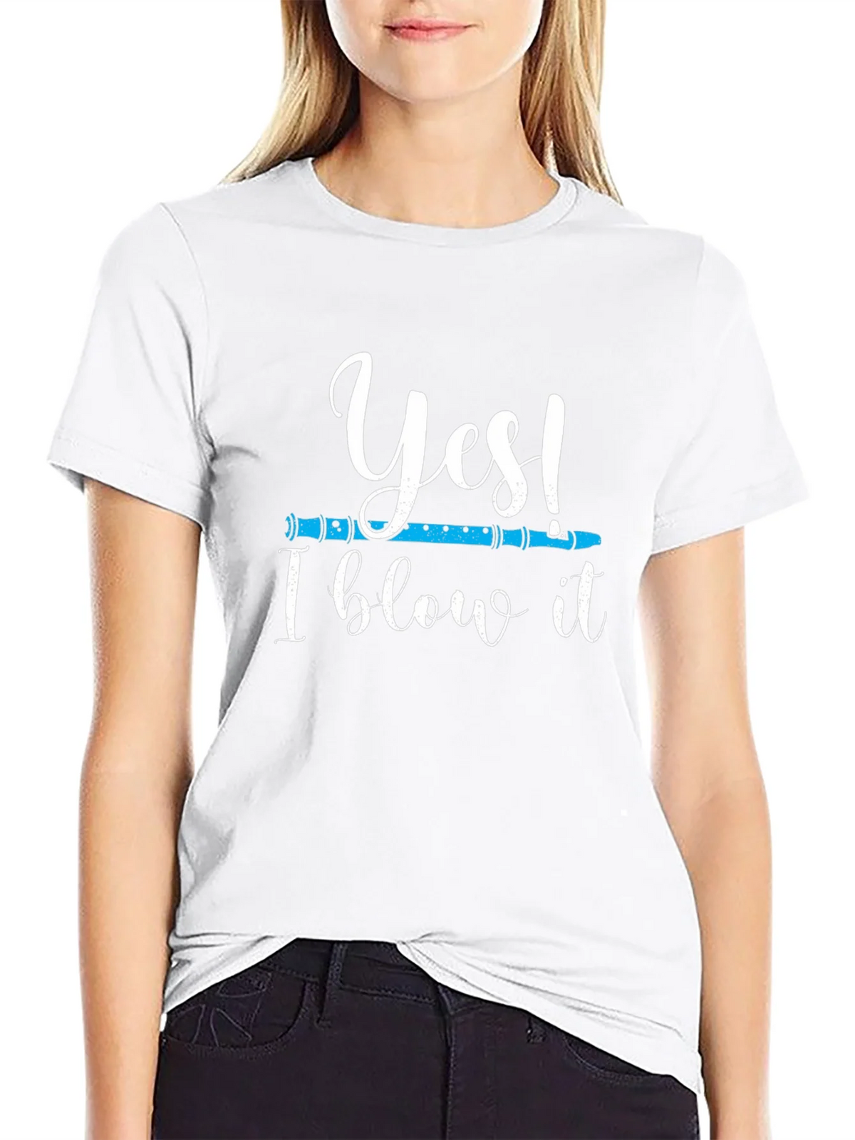 Funny Musician T-Shirt: Yes! I Blow It Flute Tee product image 4