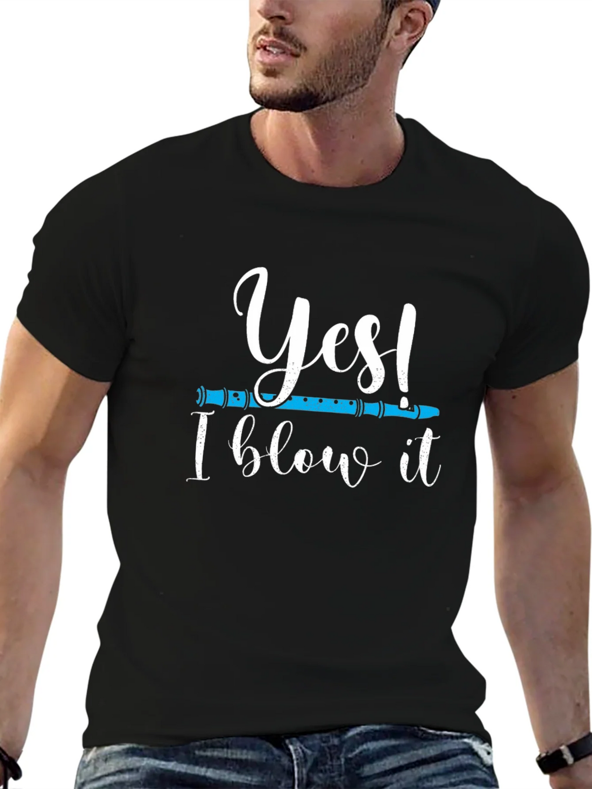 Funny Musician T-Shirt: Yes! I Blow It Flute Tee product image 3