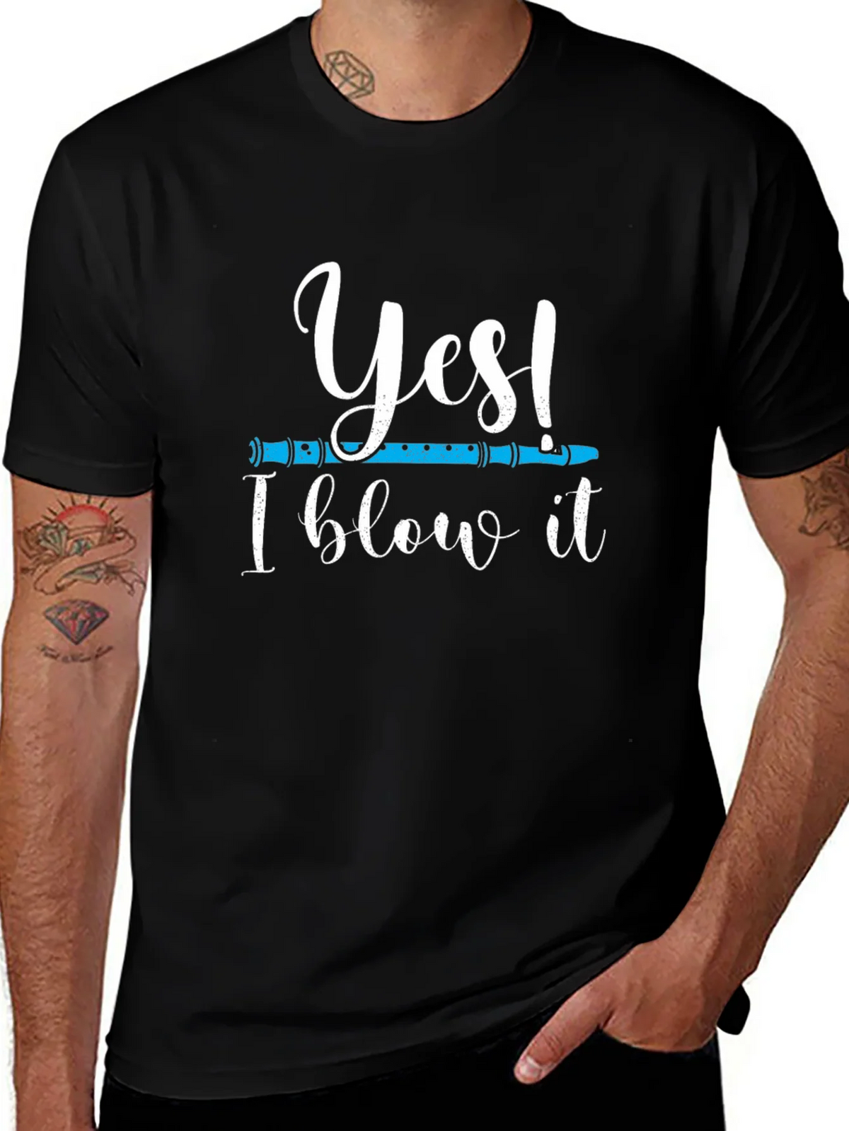 Funny Musician T-Shirt: Yes! I Blow It Flute Tee product image 1