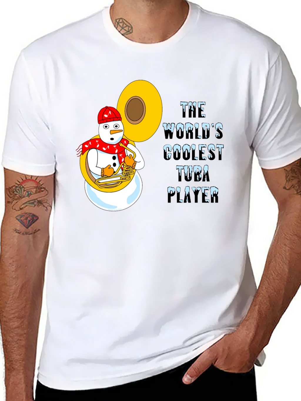 Coolest Tuba Player Snowman Graphic Tee product image 7