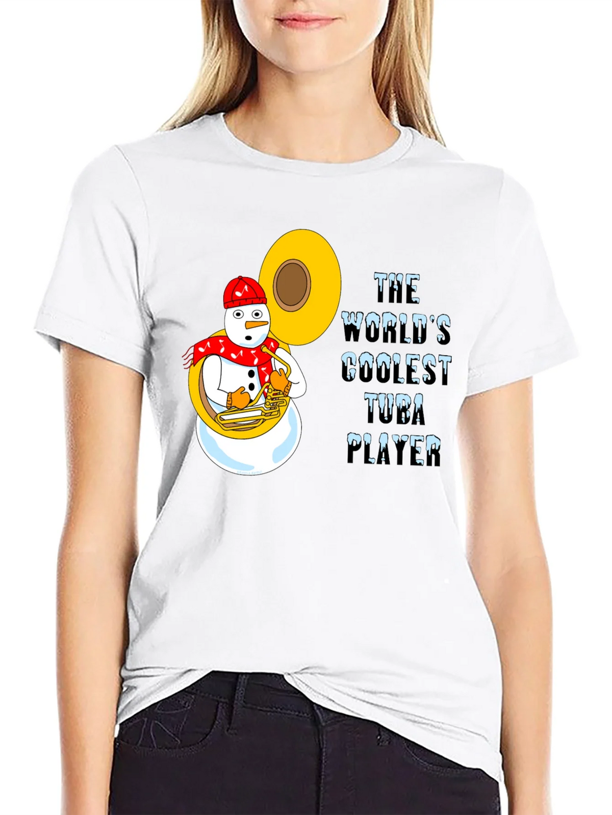 Coolest Tuba Player Snowman Graphic Tee product image 8