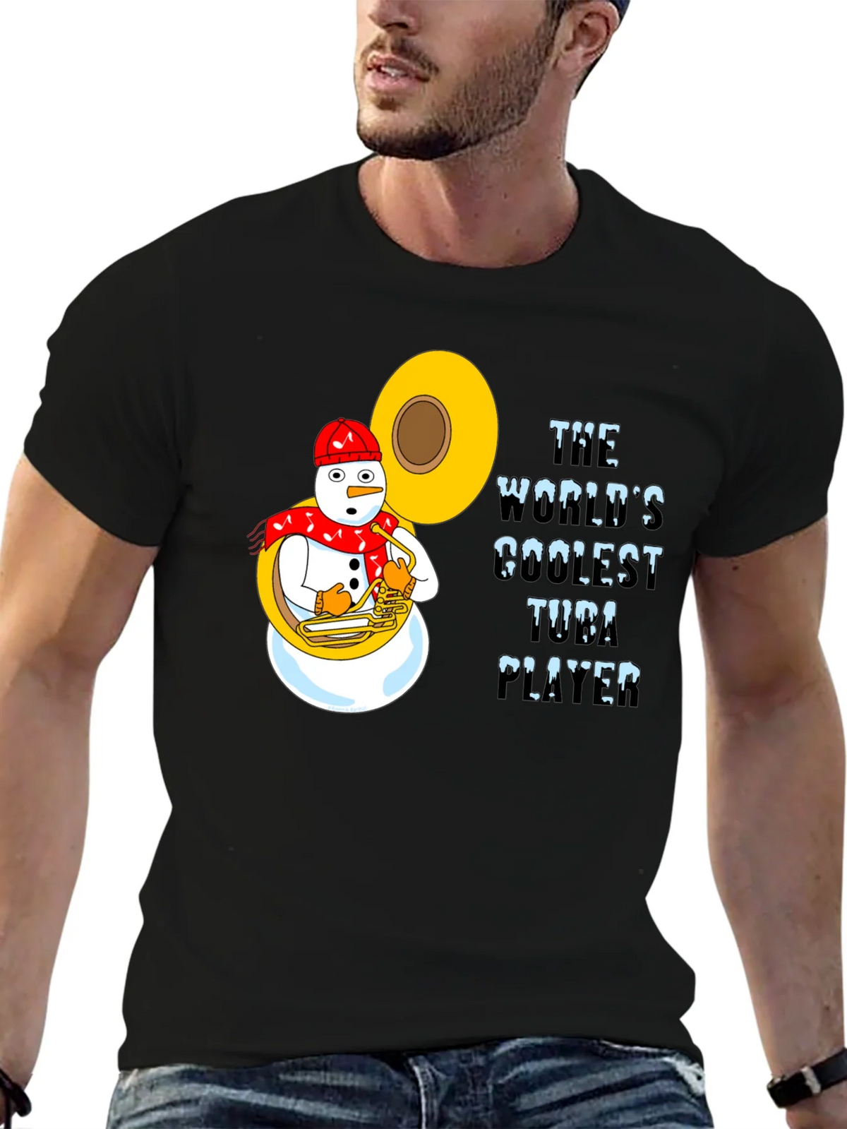 Coolest Tuba Player Snowman Graphic Tee product image 6
